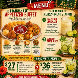 Bingo Party Buffet + Caipirinha
